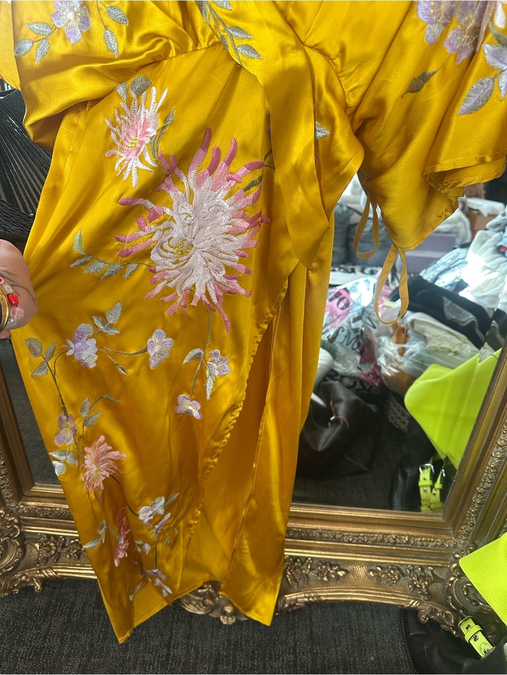 ASOS Marigold Silk Dress w/ Embroidery - Picture 2 of 7